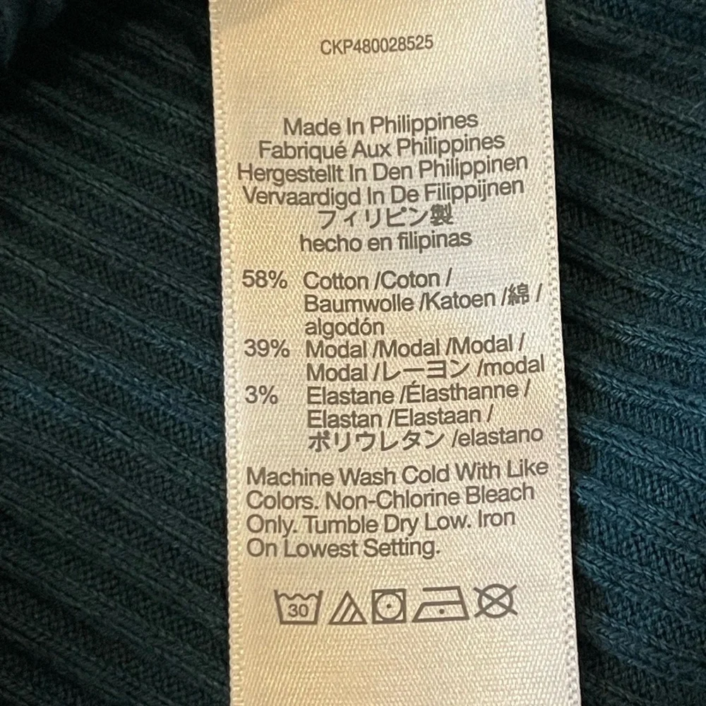 Madewell Ribbed Off-the-Shoulder Top, Teal Blue, Long Sleeve, Soft, Size Large, - Picture 6 of 13